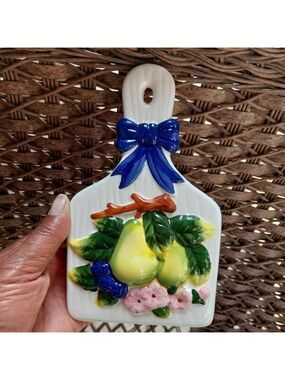 Vintage Glazed Ceramic Fruit Wall Decor